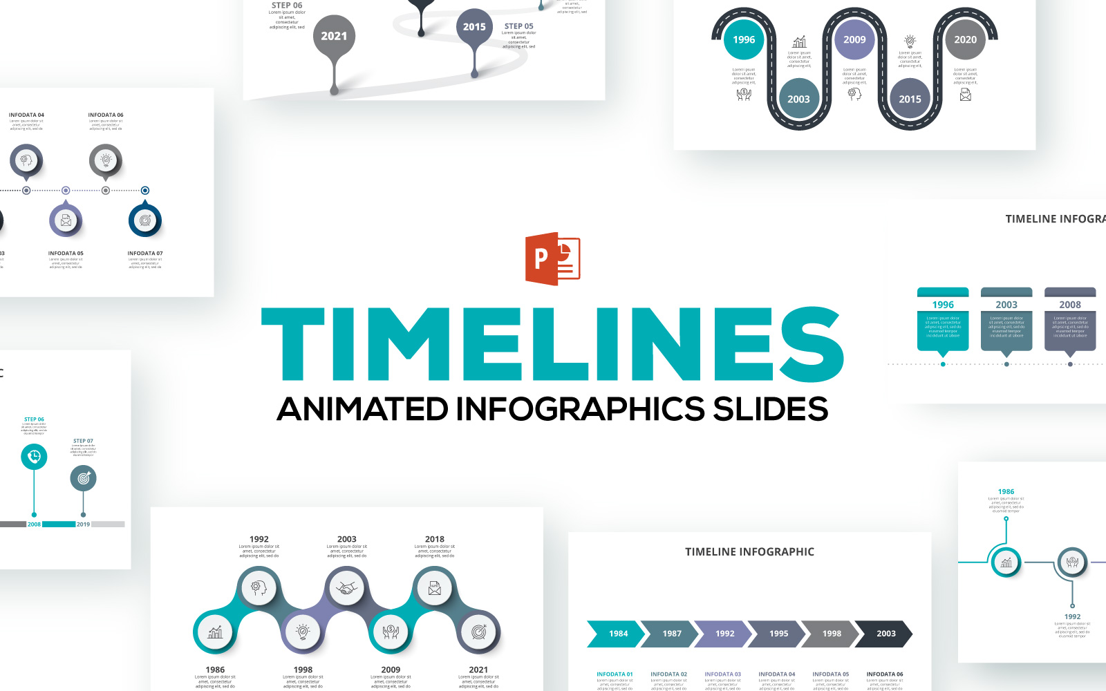 Timelines Animated Infographics PowerPoint template