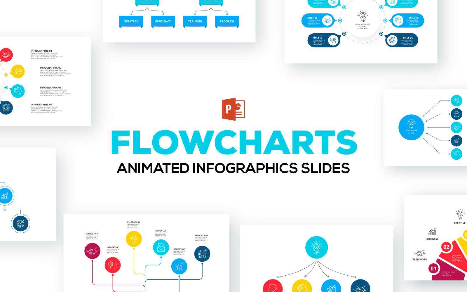 Flowcharts Animated Infographics PowerPoint template
