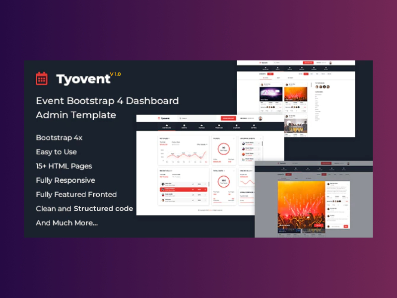 Tyovent - Event Management Dashboard Admin Template