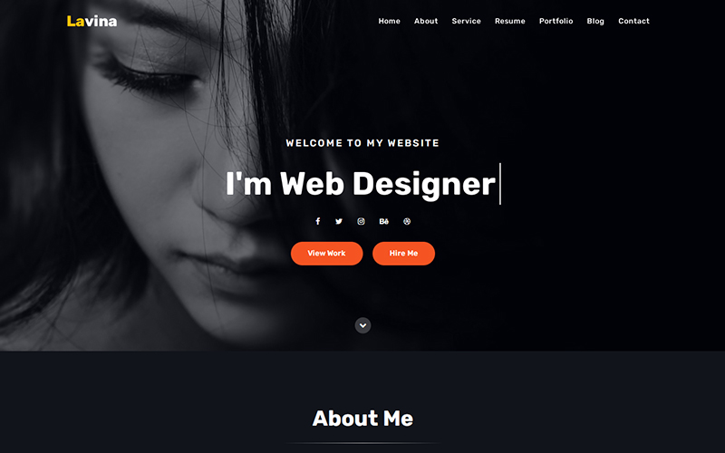 Lavina - Personal Portfolio Landing Page Template