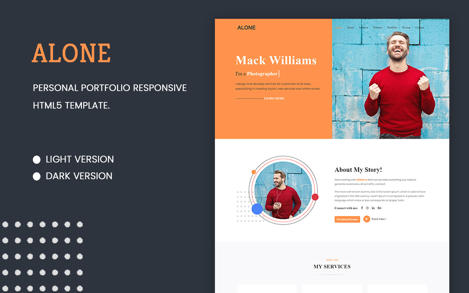 Alone - Creative Portfolio Responsive Landing Page Template