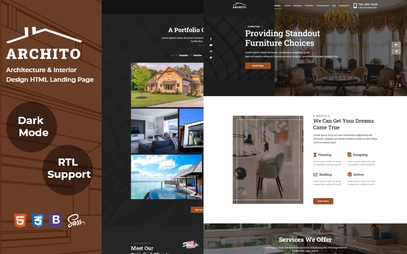 Archito - Architecture and Interior Design HTML Landing Page Template