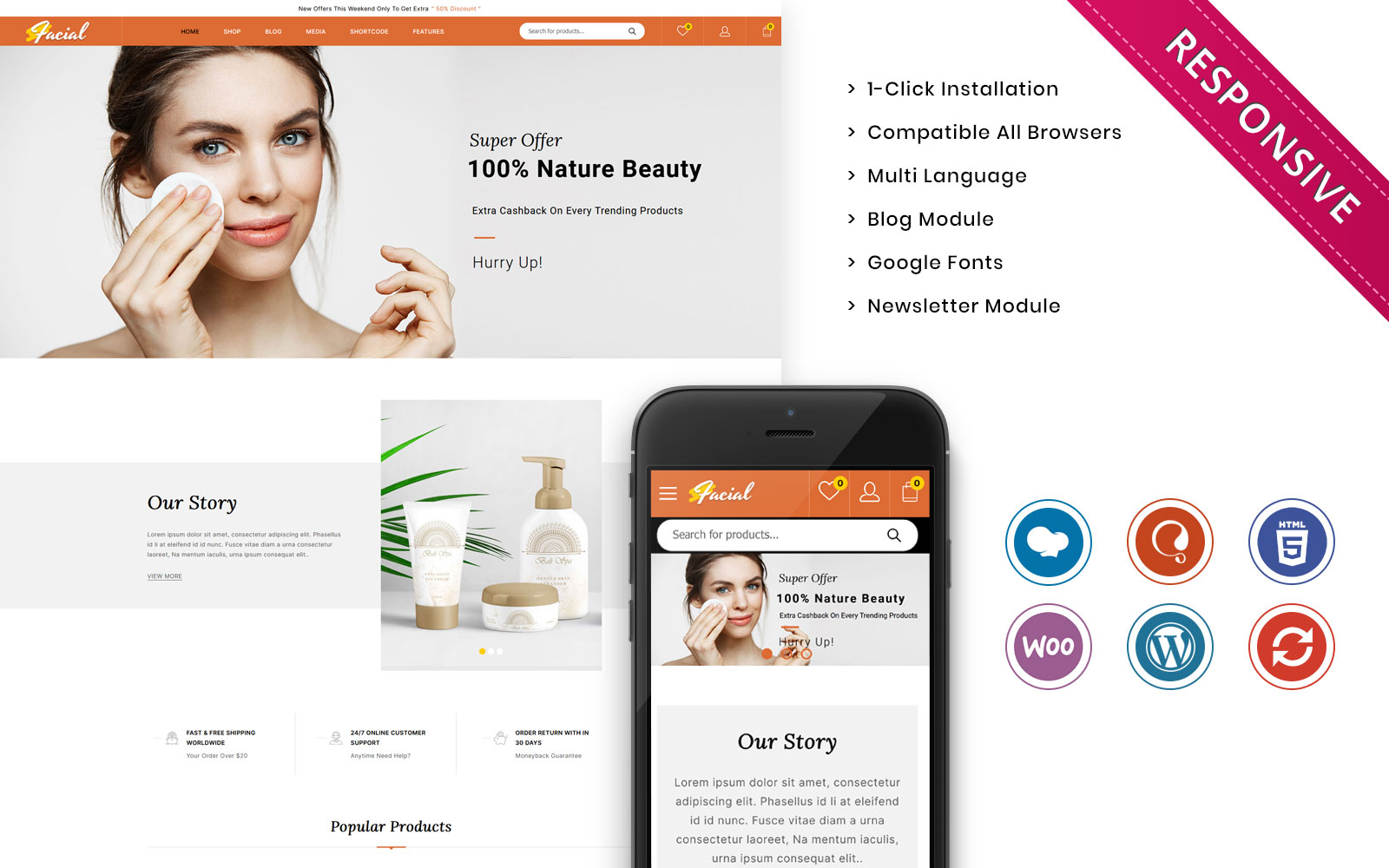 Facial - The Ladies Cosmetic Store WooCommerce Theme