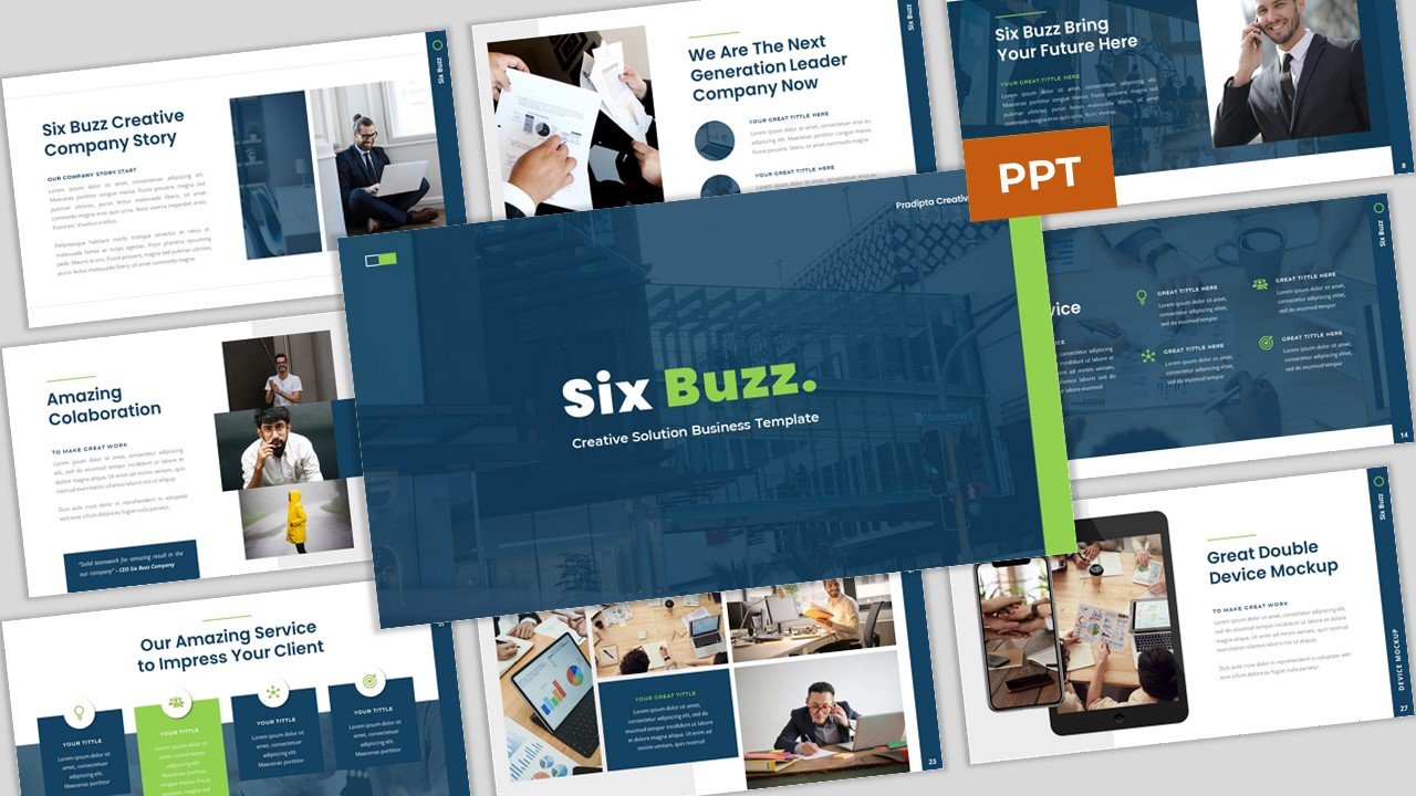 Six Buzz - Creative Business PowerPoint template
