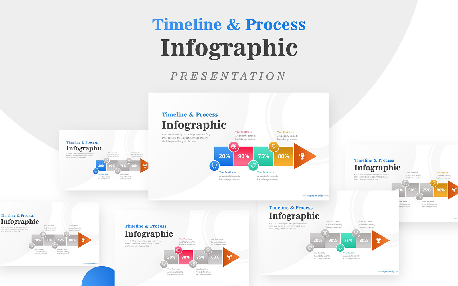 Arrow Timeline with Four Options Infographic PowerPoint template