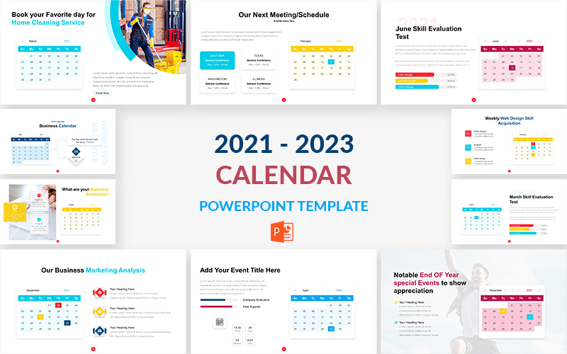 2021 2023 Calendar Powerpoint Template For 16