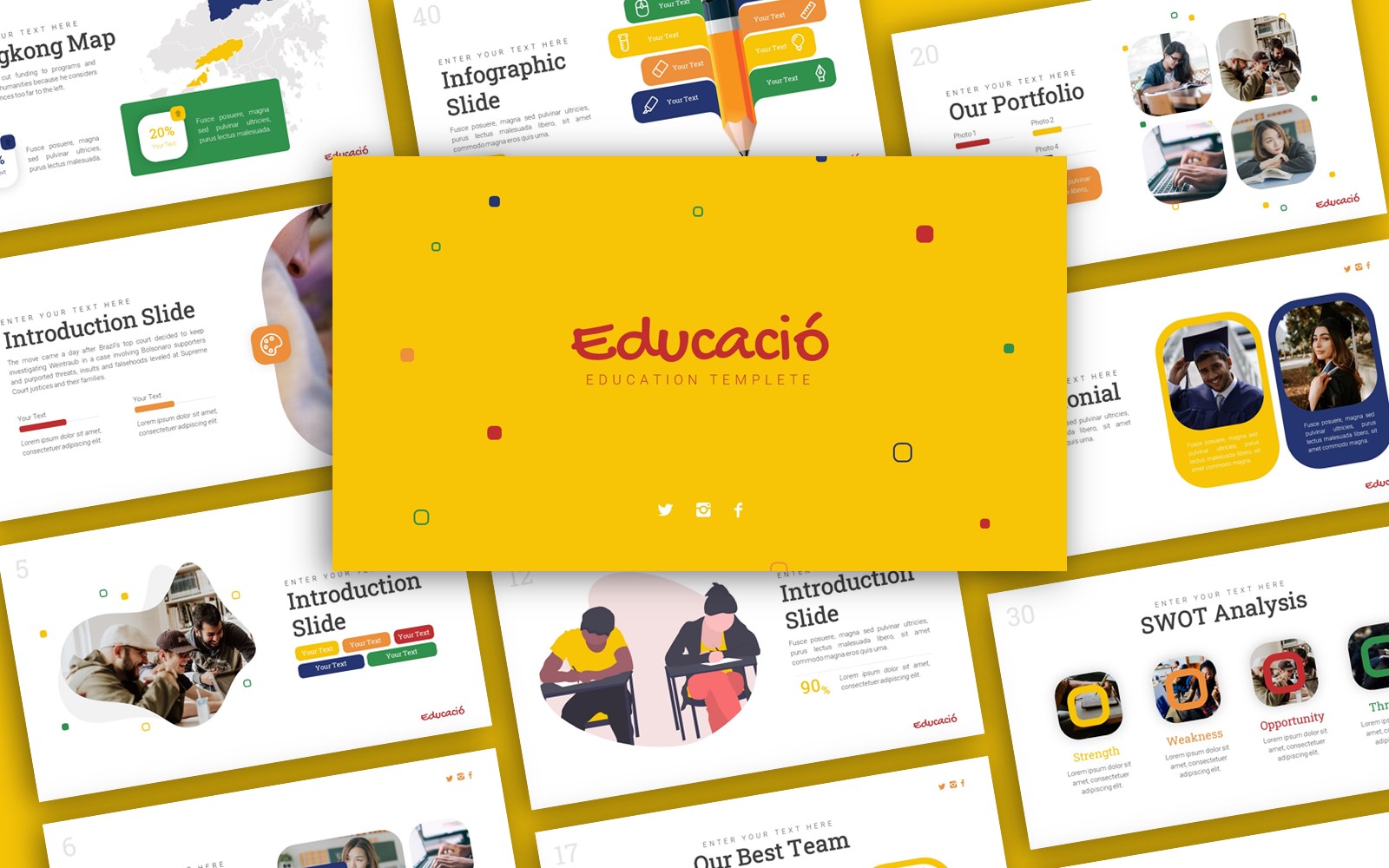 Educació Education Presentation PowerPoint template