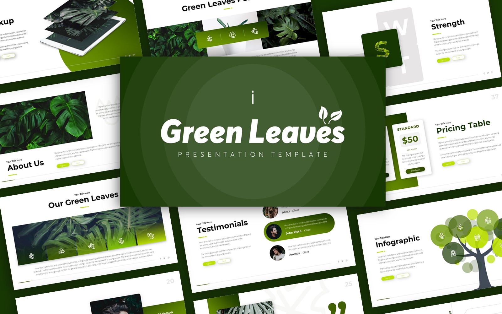 Green Leaves Environment Presentation PowerPoint template