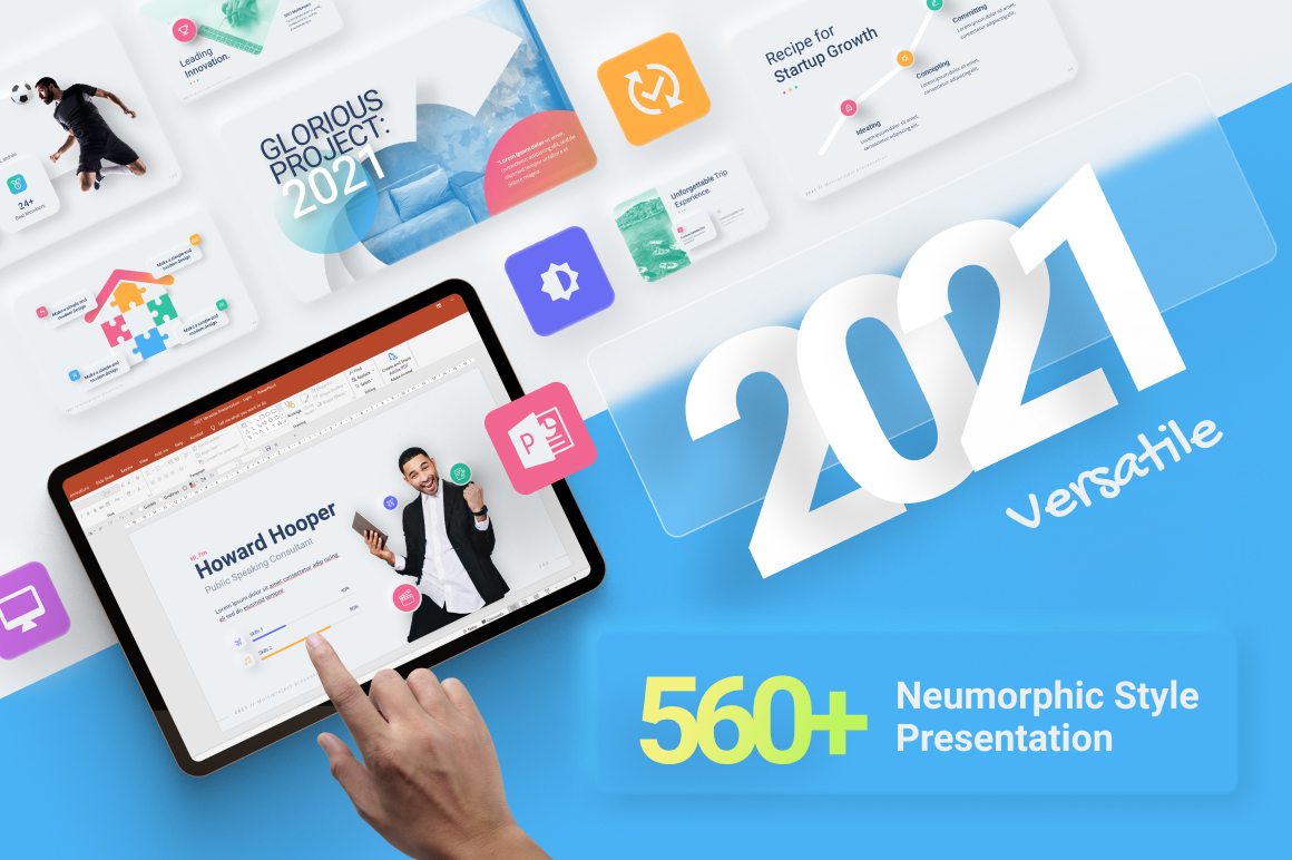 Neumorphic - Multipurpose Presentation Modern Design PowerPoint template