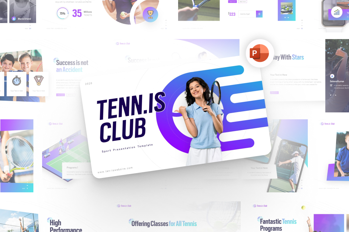 Tennis Club Sports PowerPoint template