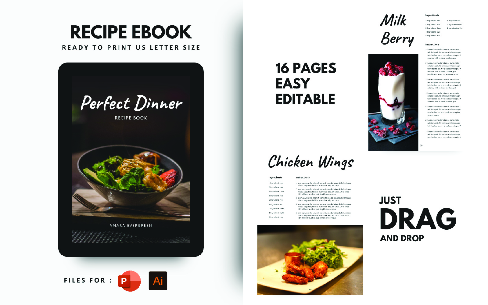 Perfect Dinner Recipes eBook PowerPoint  Template