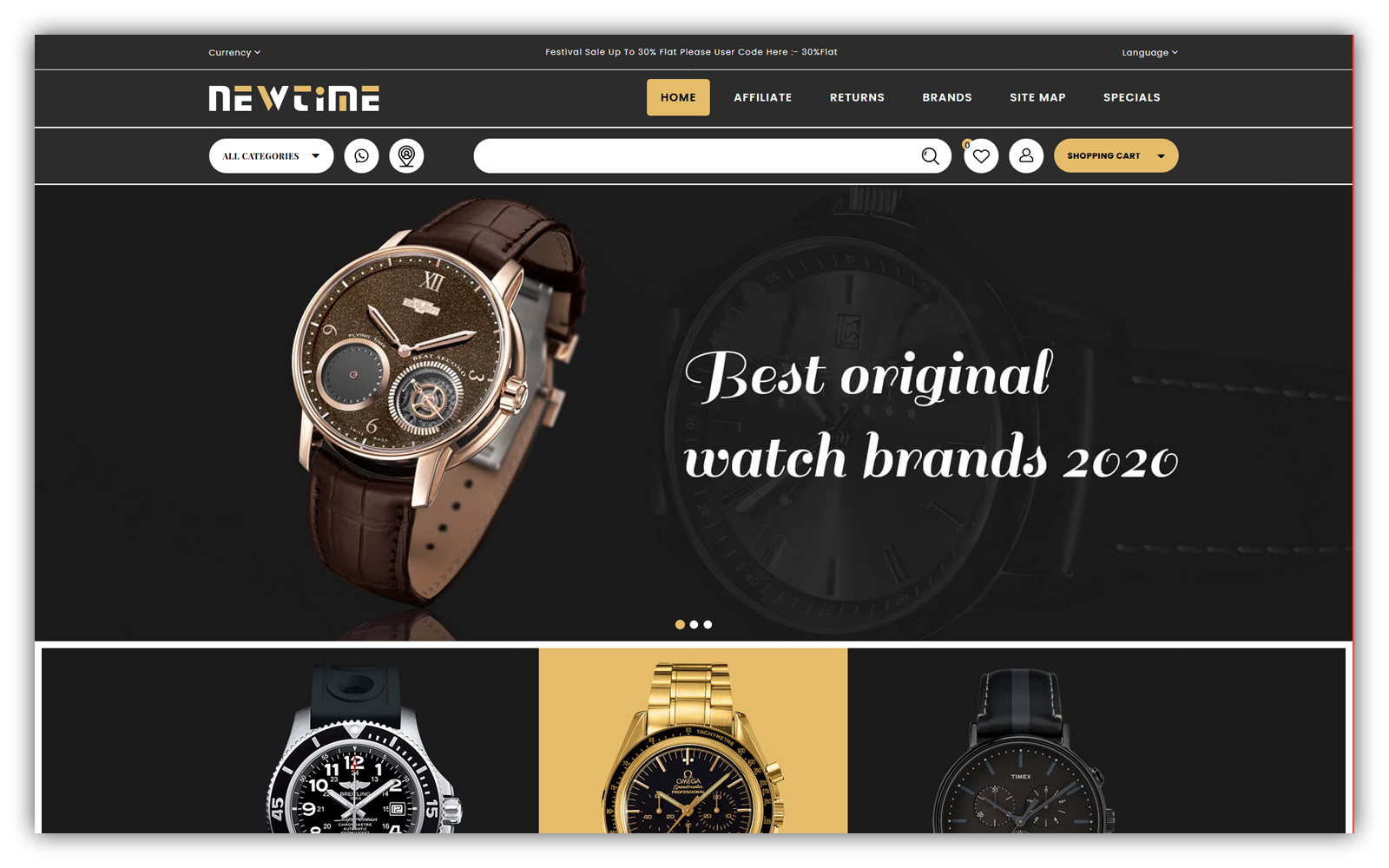 Newtime - Watch Store OpenCart Template