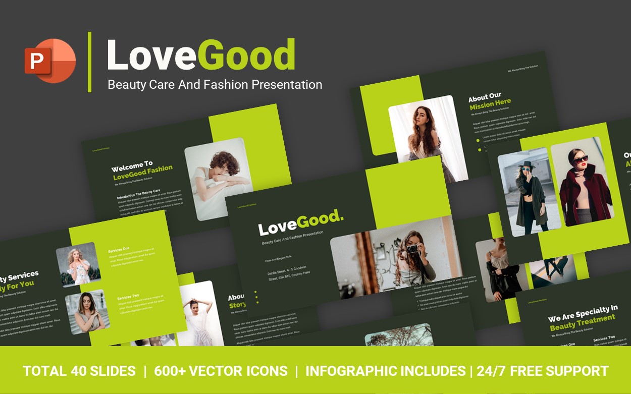 LoveGood Beauty Care And Fashion PowerPoint Template