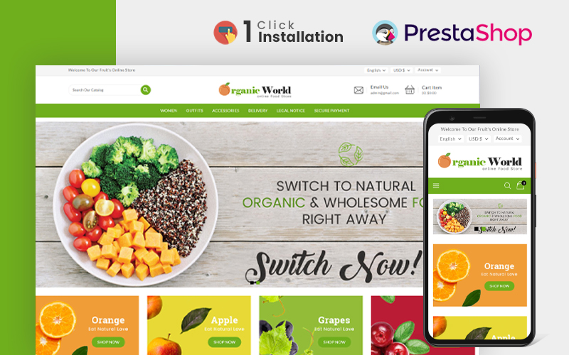 Organic Word Food & Grocery PrestaShop Theme