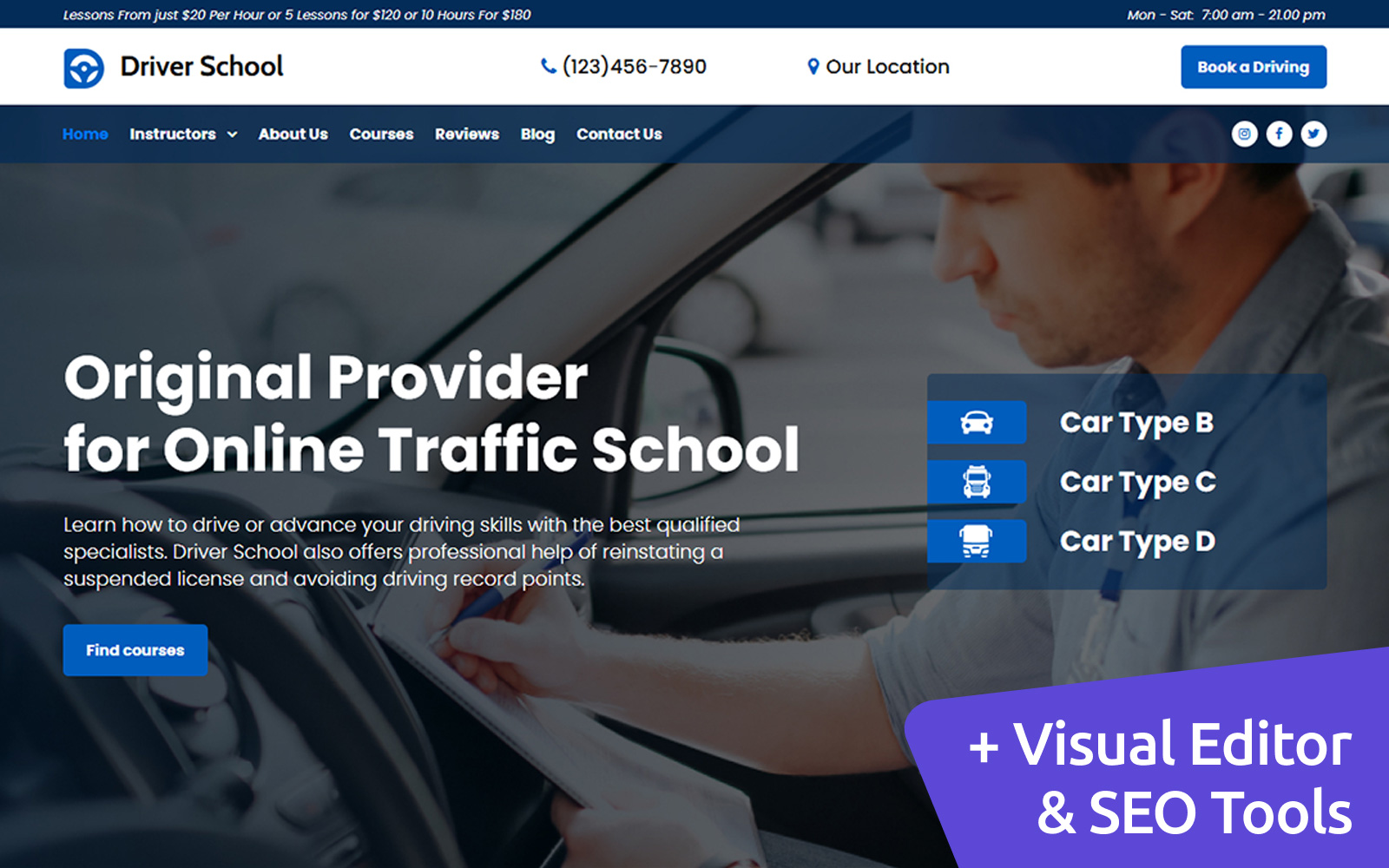 Driving Instructor Premium MotoCMS 3 Website Design