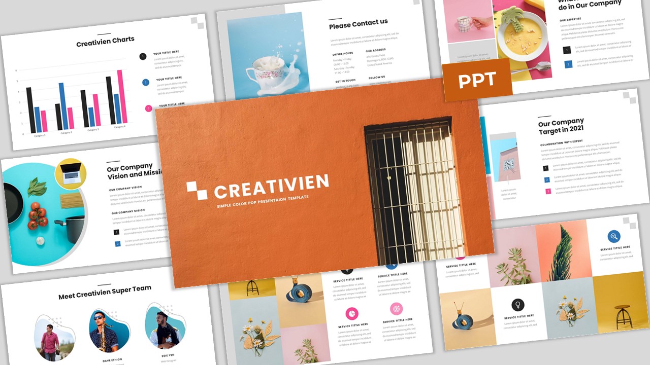 Creativien - Simple Color Pop Business PowerPoint Template