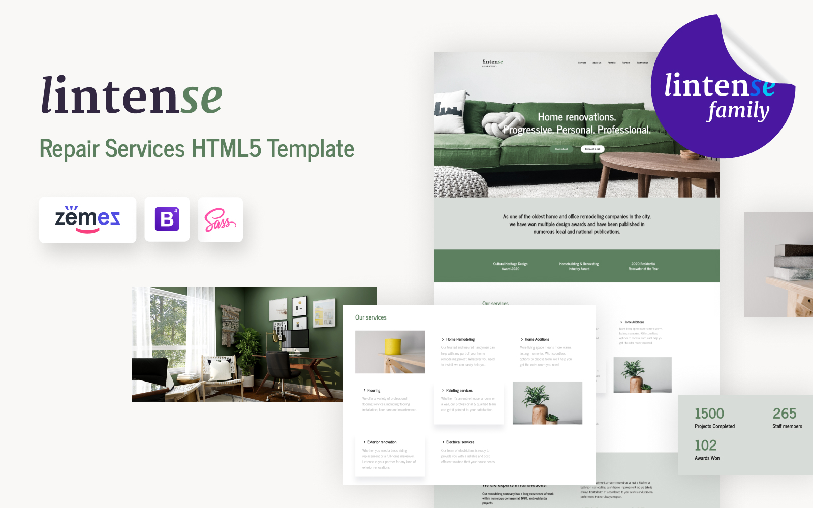 Lintense - Home Remodeling Company Landing Page Template