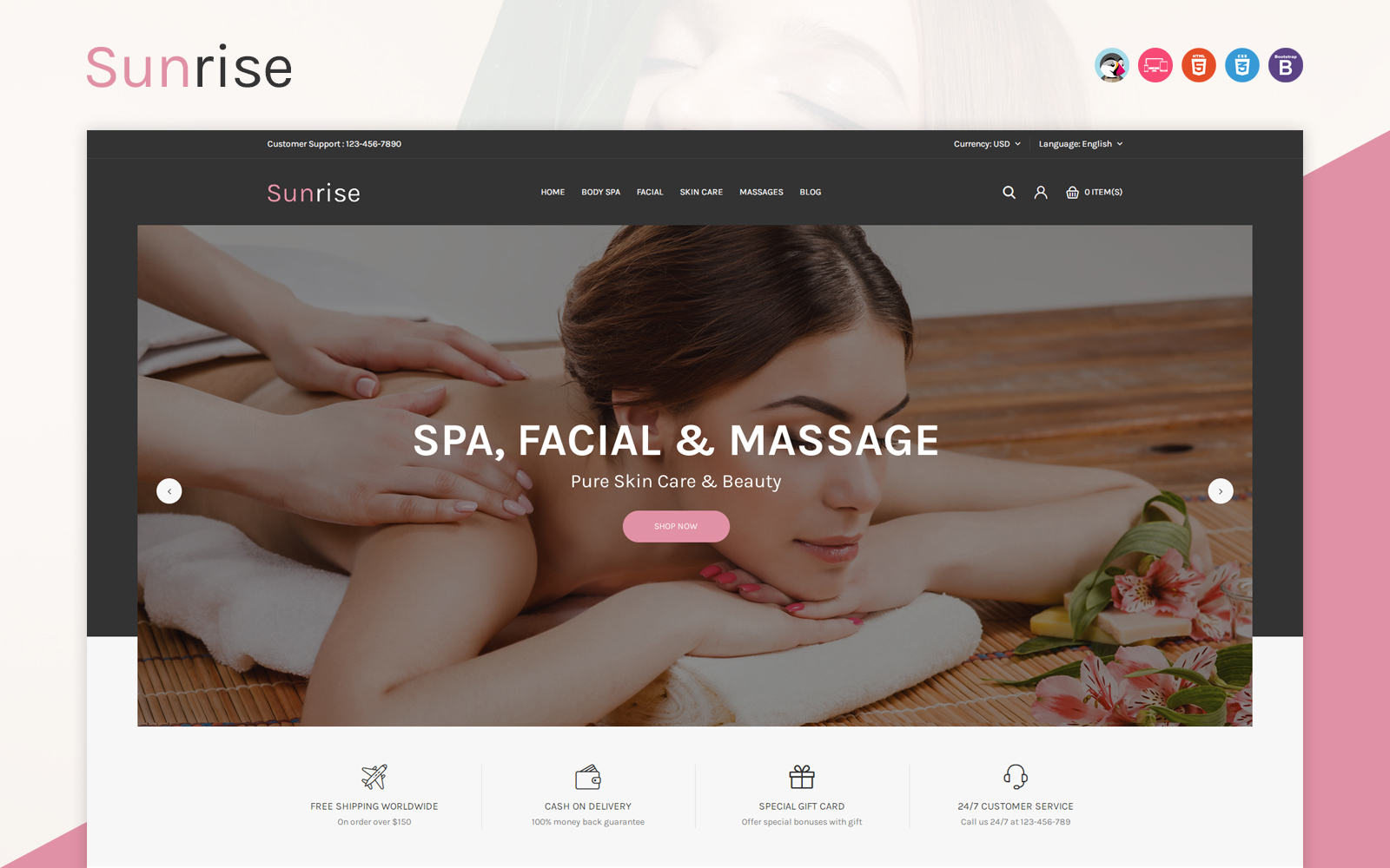 Sunrise - Spa | Facial | Massage PrestaShop Template