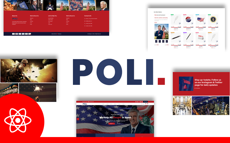 Poli Political Fundraising & Donations React JS Website Template