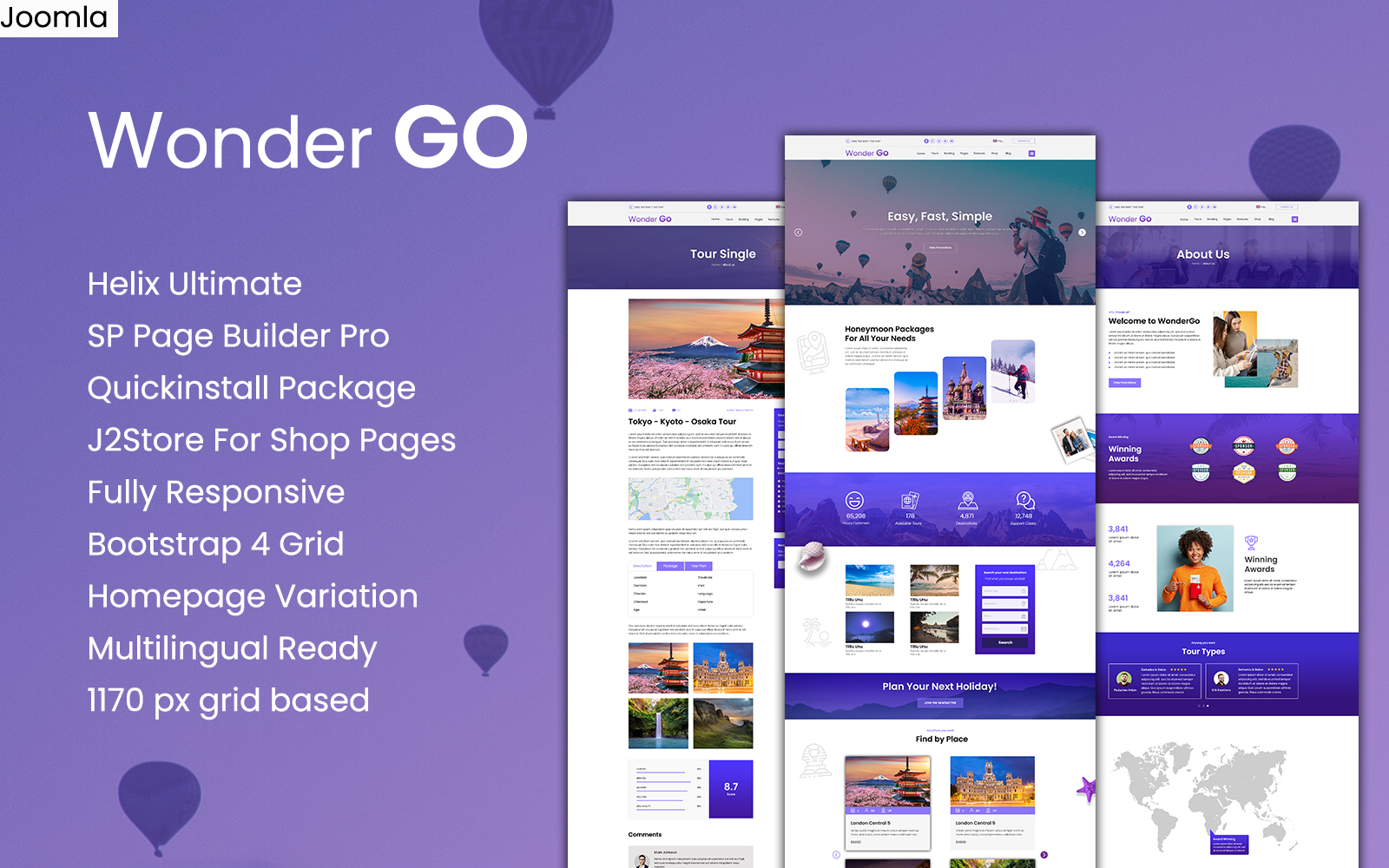 Wonder GO - Tour Booking and Travel Joomla Template