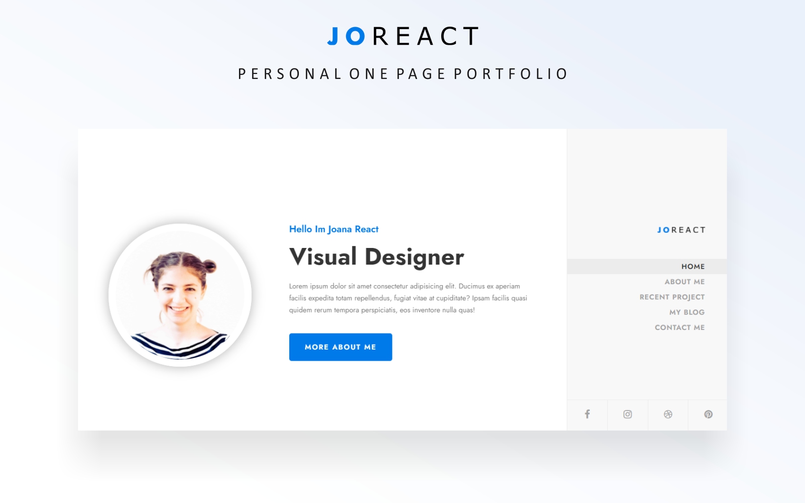 Joreact - Personal Portfolio Bootstrap Landing Page Template