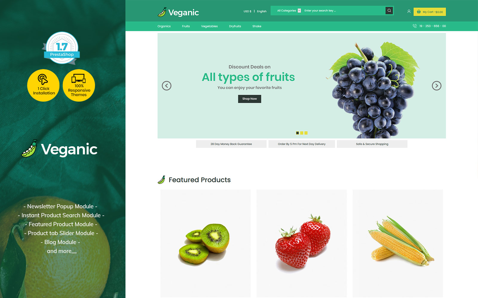 Veganic Organic Food - Fruit Vegetable Prestashop Theme