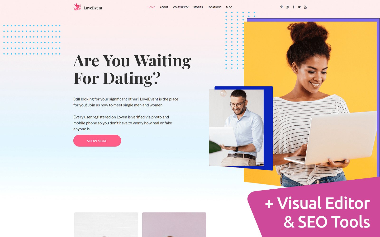 Online Moto CMS Premium Dating Website Template