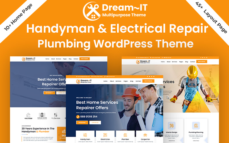 DreamIT Handyman Electrician & Plumbing Repair WordPress Theme