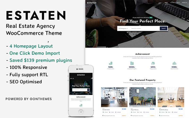 Estaten -  Real Estate Agency WooCommerceTheme