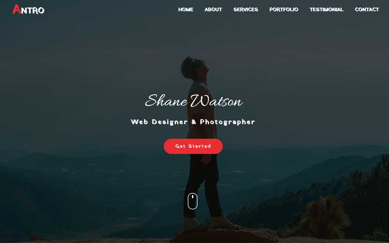 Antro - Personal Portfolio HTML Landing Page Template