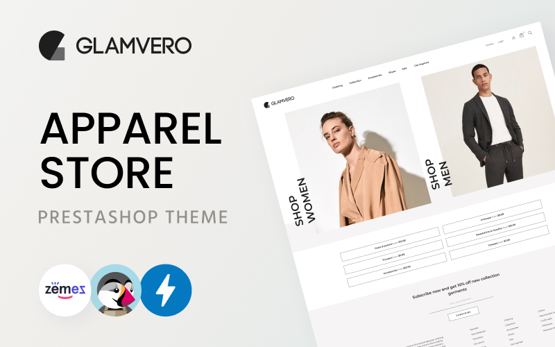 GlamVero - Clean Apparel Store PrestaShop Theme