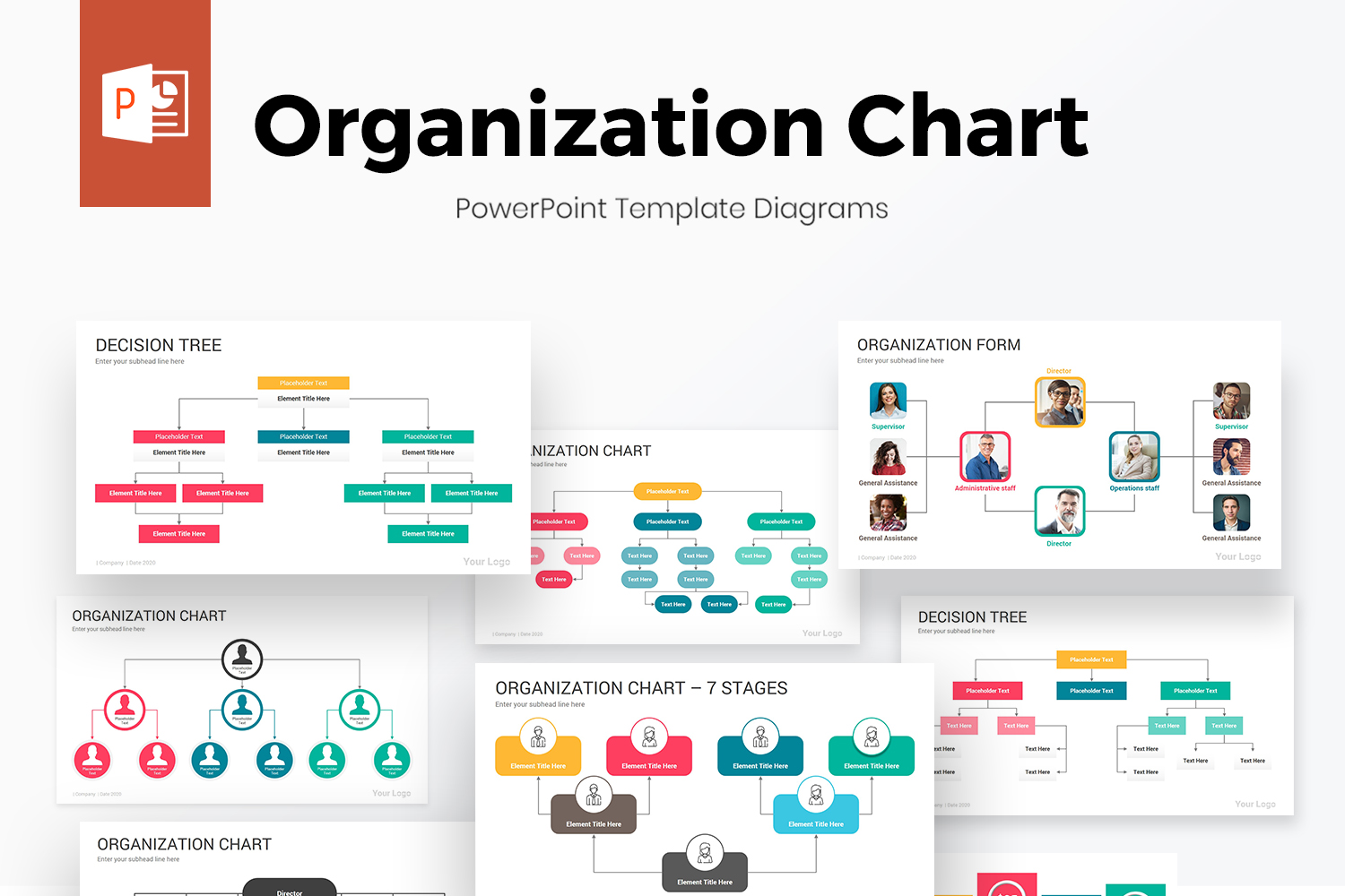 Organization Chart PowerPoint Diagrams Template for 16
