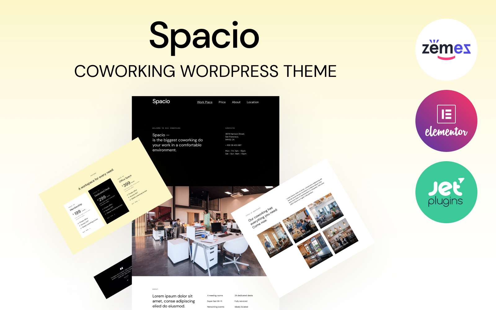 Spacio - Coworking WordPress Theme to Unite Workers