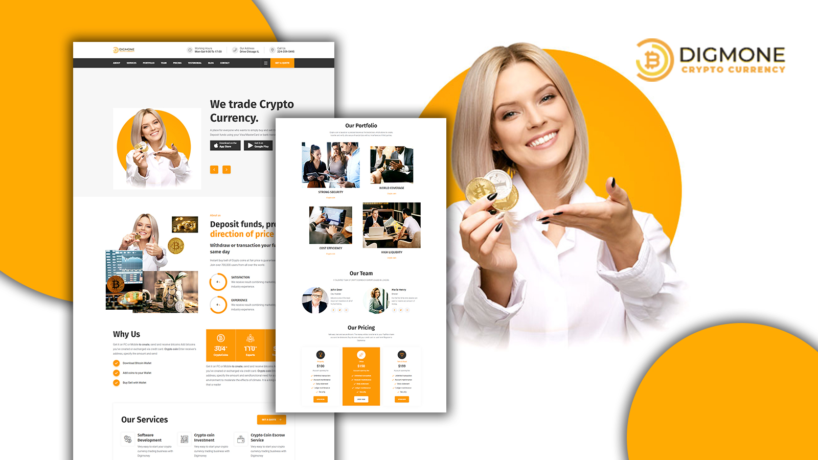 Digmone - Crypto Currency Services HTML5 Landing Page Template