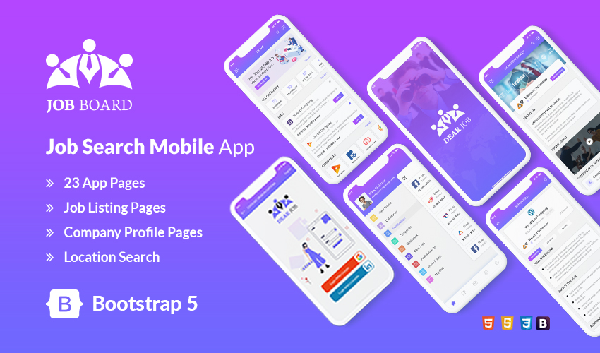 Job Board Mobile app HTML Template