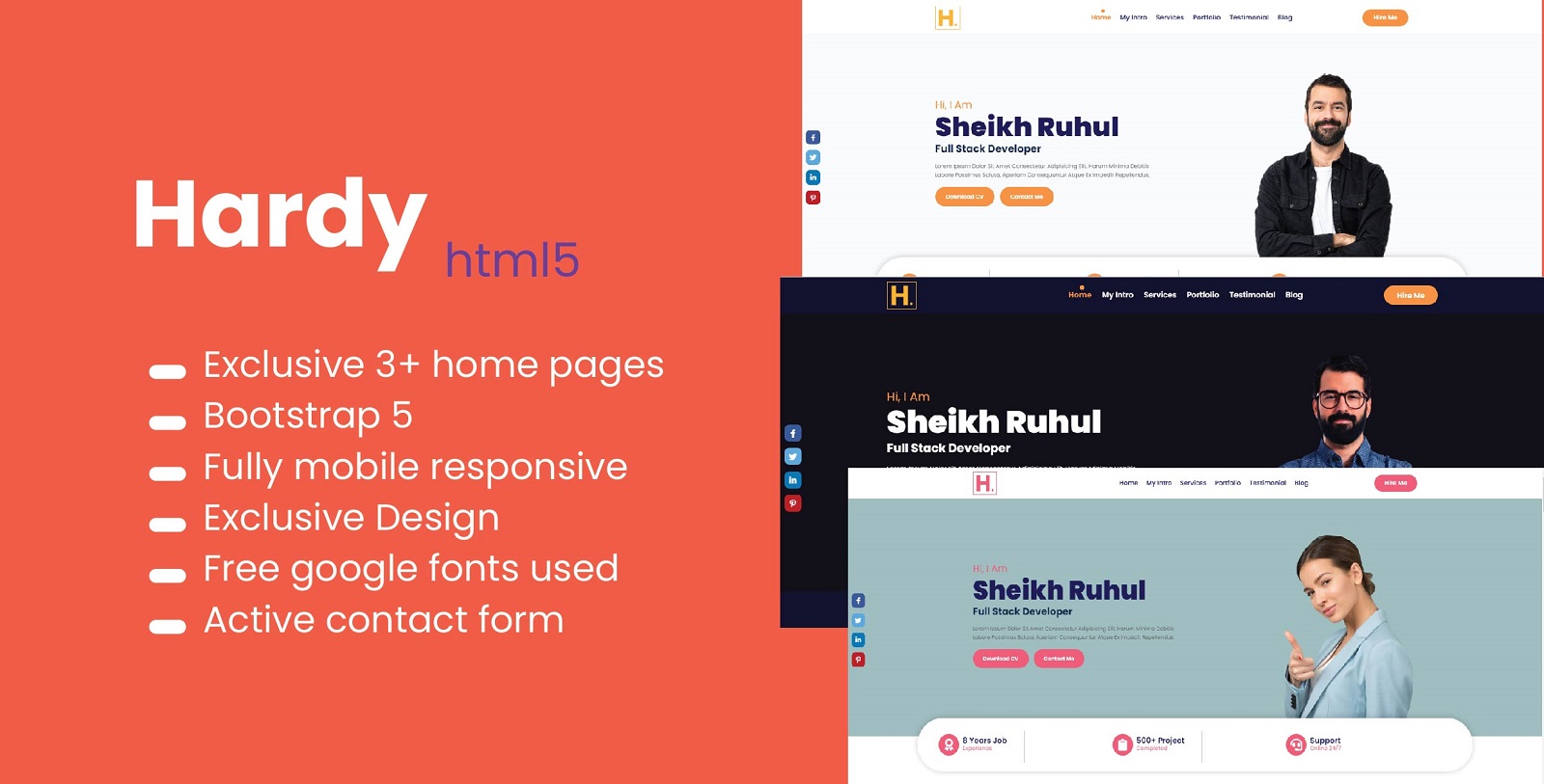 Hardy Portfolio Bootstrap HTML Landing Page Template.