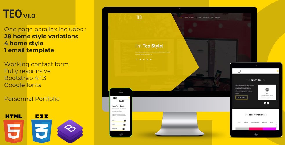 Teo - Personal Portfolio Responsive Bootstrap 4 Landing Page Template