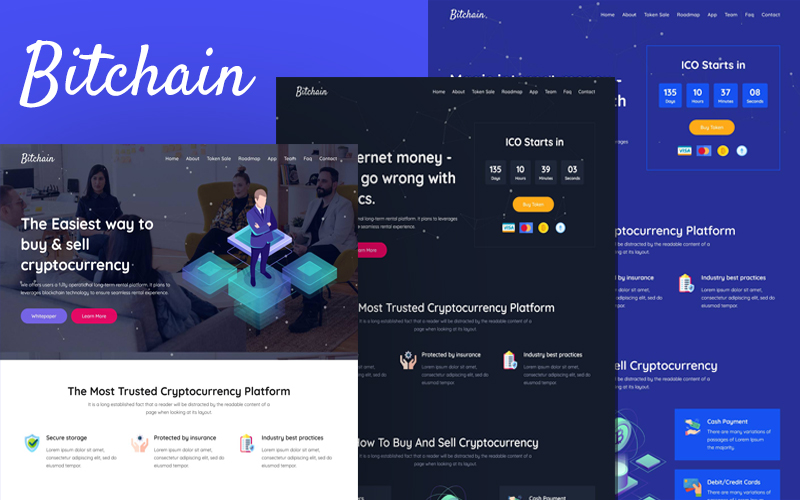 Bitchain - Bitcoin & Cryptocurrency ICO Landing Page HTML Template