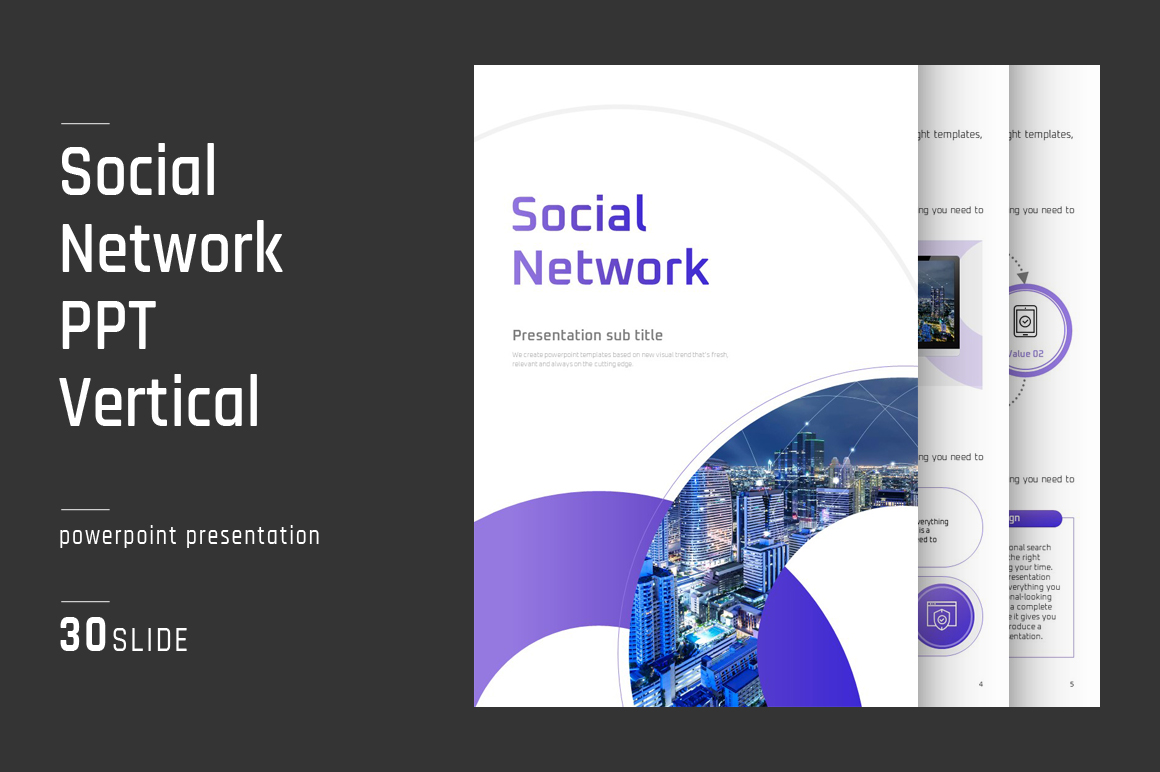 Social Network PPT Template Vertical