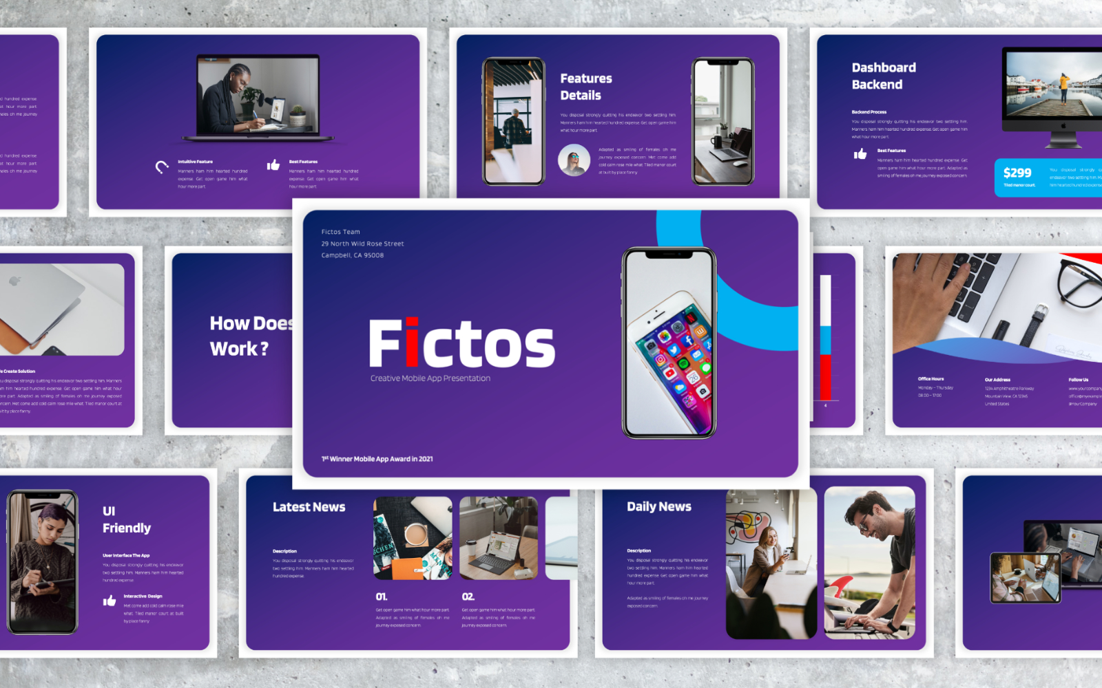 Fictos – Mobile App Proposal PowerPoint Presentation Template