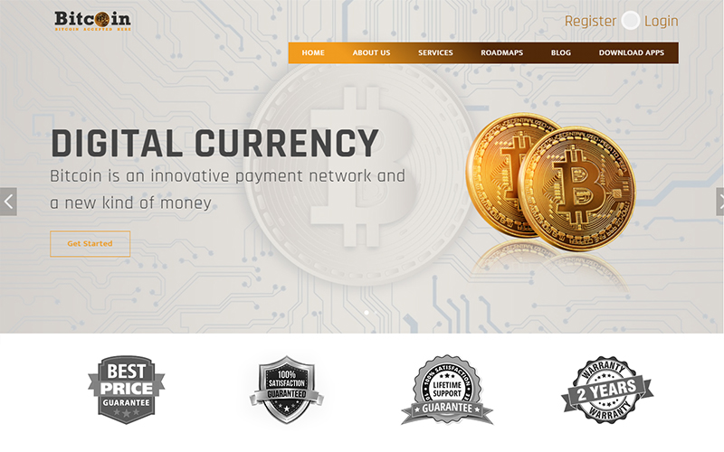 Cryptocurrency Bitcoin Landing Page Template