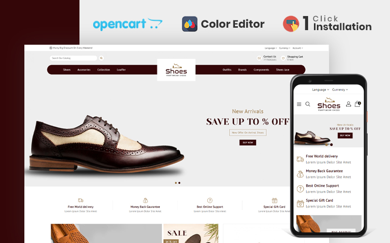 Shoes Store Responsive Opencart Theme