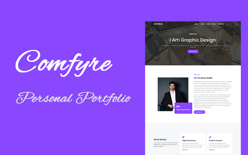 Comfyre - Creative Personal Portfolio Bootstrap Landing Page Template