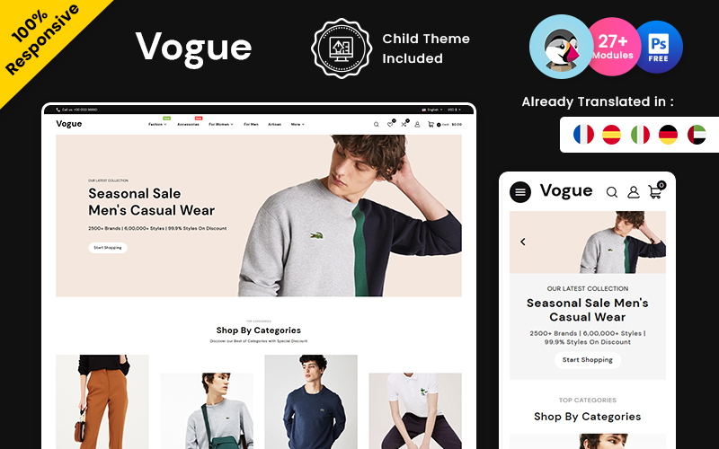 Vogue – Fashion and Beauty Care Multipurpose Prestashop Store