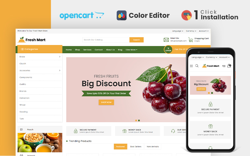 Freshmart Organic store OpenCart Template