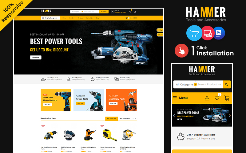 Hammer - Mega Tool Super Store OpenCart Template