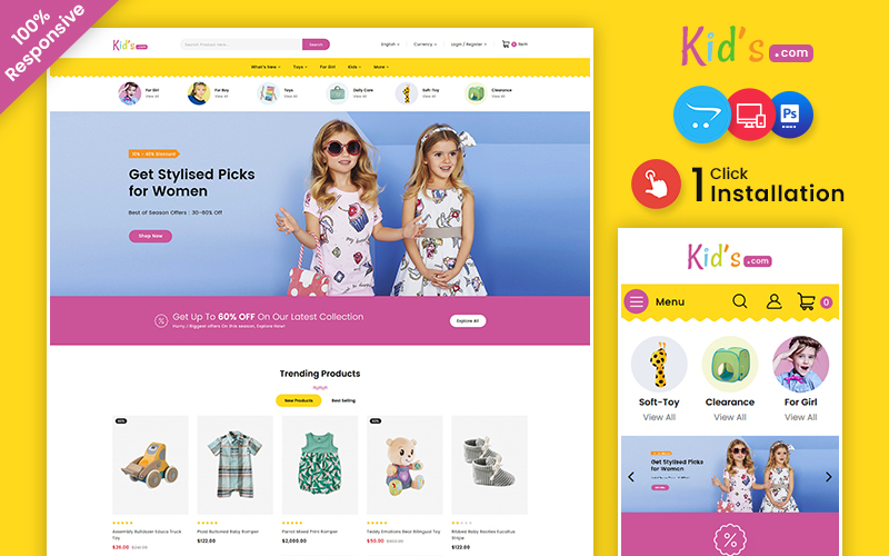 Kids Store – Kids Fashion & Toys Multipurpose Store OpenCart Template