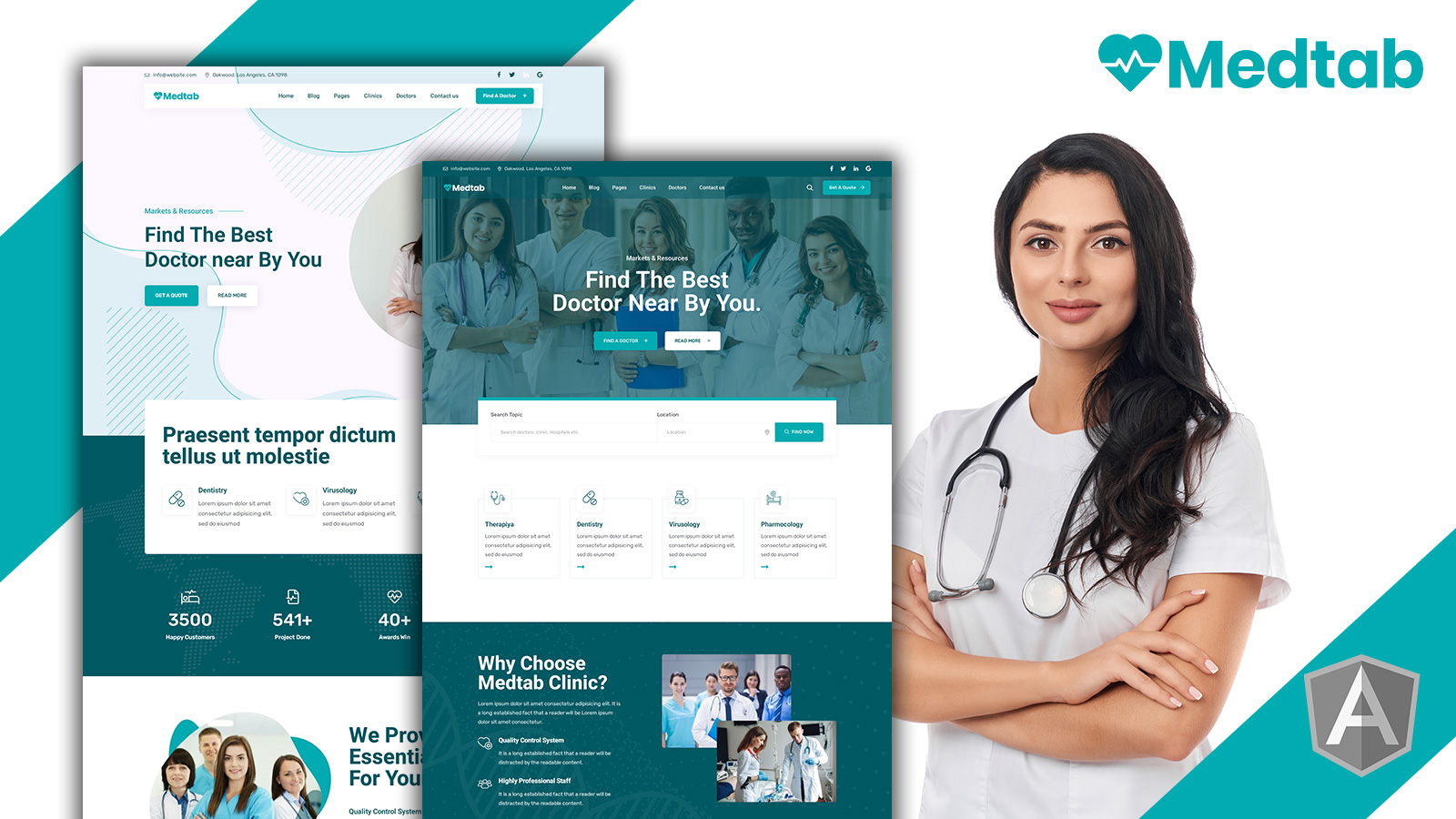 Medtab - Medical Clinics Angular Js Website Template
