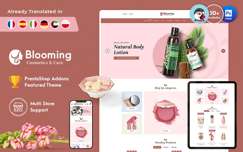 Blooming - PrestaShop Theme for Online Cosmetic Store