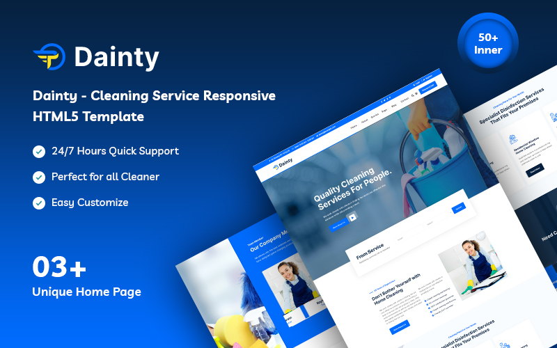Dainty – Cleaning Service Responsive Website Template